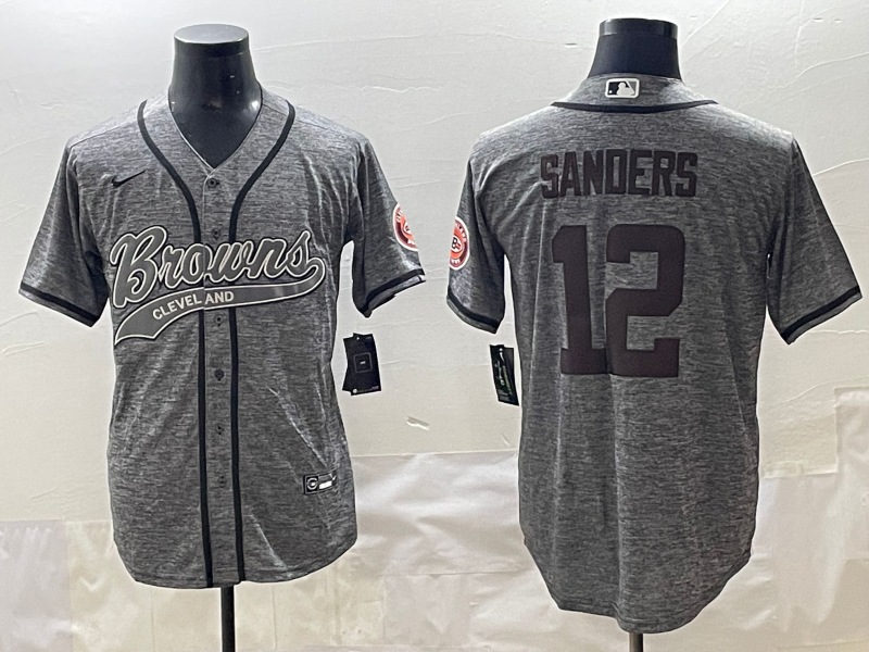 Men's Cleveland Browns Shedeur Sanders #12 Gray Jersey